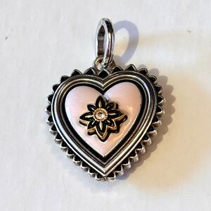 🩷 Brighton Love Amulet charm Heart in Silver Pink & black enamel Token style